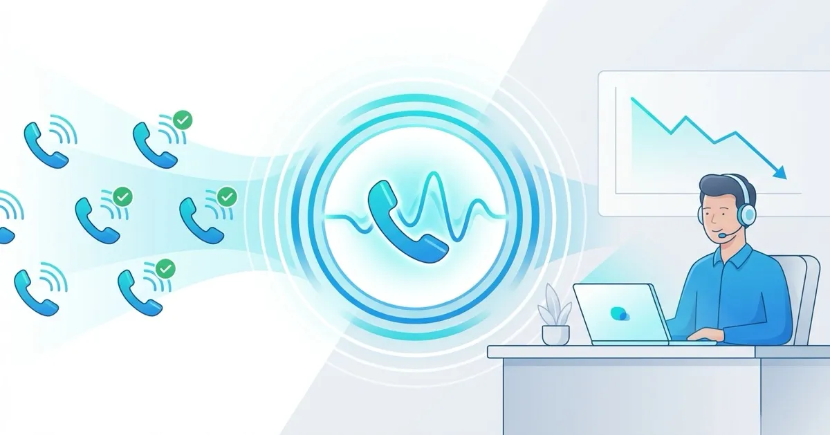 An AI phone assistant answering incoming calls in real time while the support team's workload eases